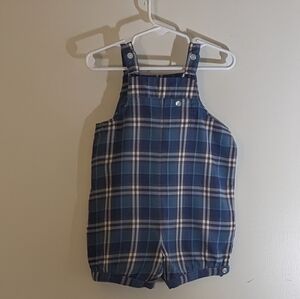 🩵 Adorable Boys Blue Plaid Burberry Romper! EUC 🩵